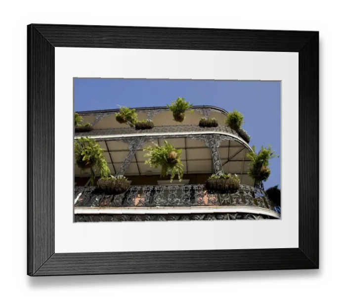 Framed Print : USA, Louisiana, New Orleans. Looking up at traditional wrought iron balconies Framed Print : USA, Louisiana, New Orleans. Looking up at traditional wrought iron balconies