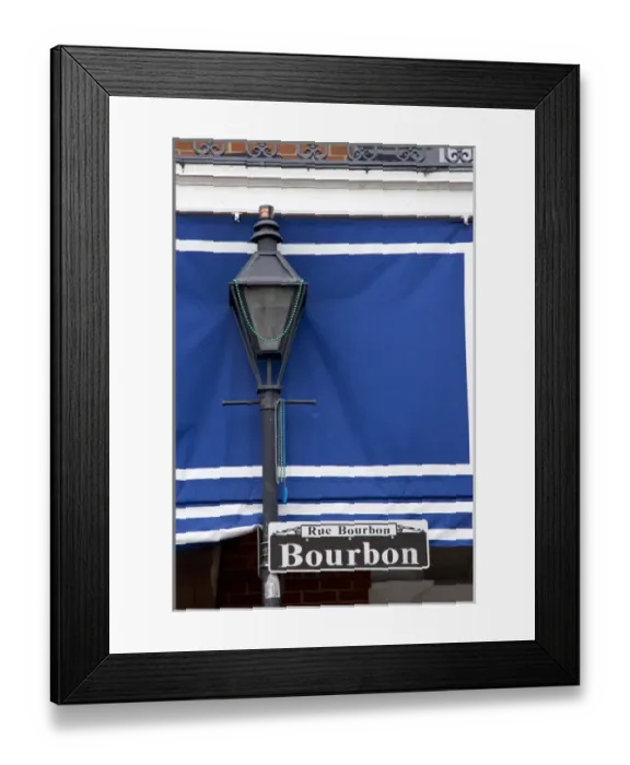 Framed Print : USA, Louisiana, New Orleans. Bourbon Street lamppost decorated in Mardi Gras beads Framed Print : USA, Louisiana, New Orleans. Bourbon Street lamppost decorated in Mardi Gras beads