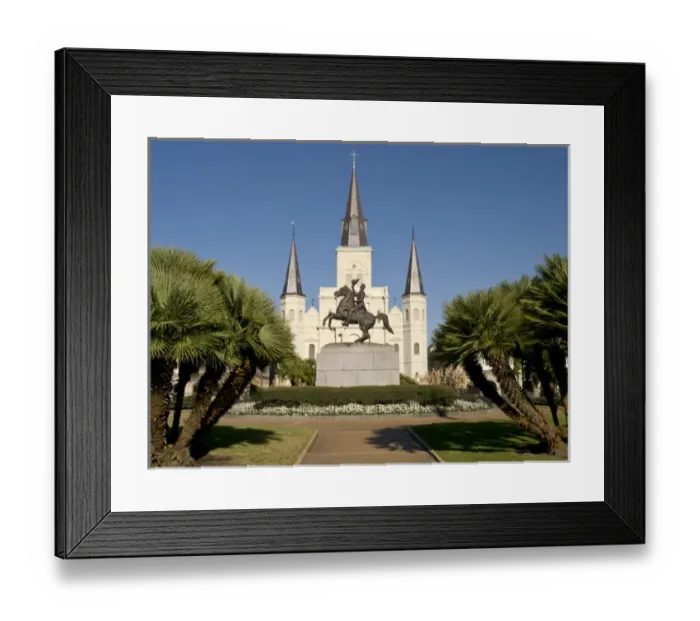 Framed Print : Statue of Andrew Jackson with Saint Louis Cathedral, New Orleans, Louisiana