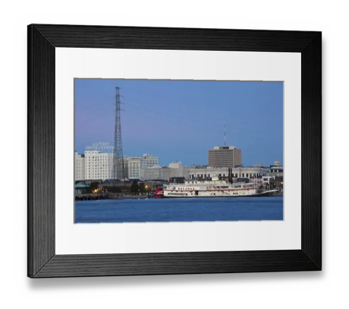 Framed Print : USA, Louisiana, New Orleans. Riverboat Natchez on the Mississippi River, morning