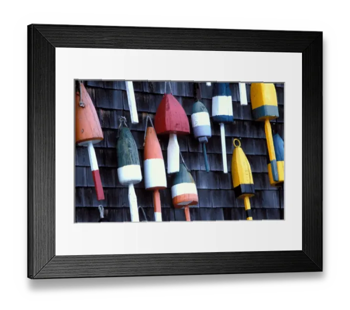 Framed Print : North America; USA; Maine; Bass Harbor Lobster Buoys