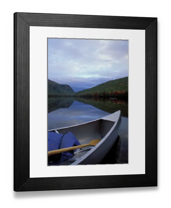 Framed Print : Baxter State Park, ME. Canoeing on lower South Branch Pond. Fall foliage. Northern