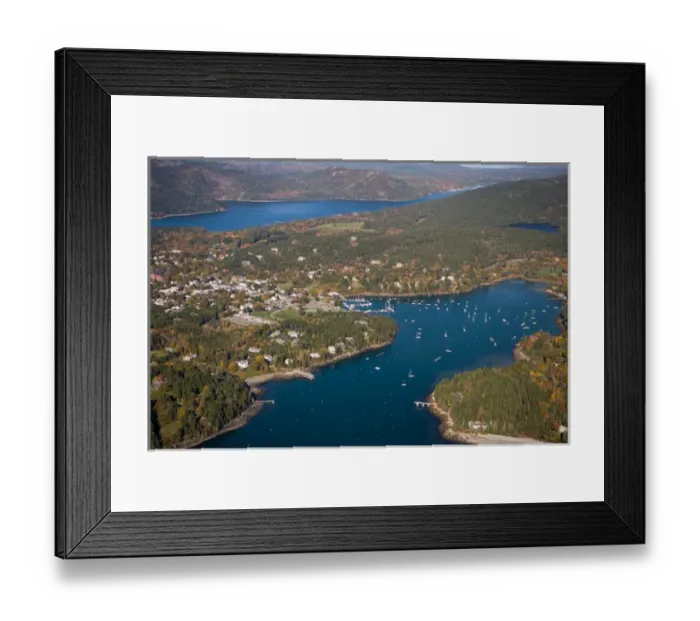 Framed Print : Northeast Harbor Maine from the air USA Framed Print : Northeast Harbor Maine from the air USA
