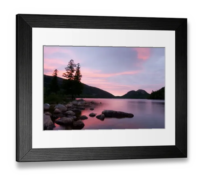 Framed Print : Jordan Pond at Sunset in Maines Acadia National Park. The Bubbles