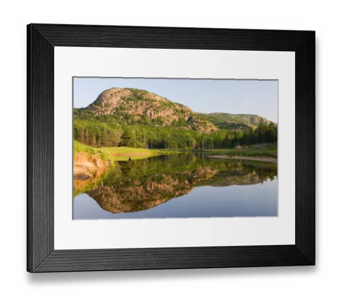 Framed Print : The Beehive reflects in a tidal creek behind Sand Beach in Maine s