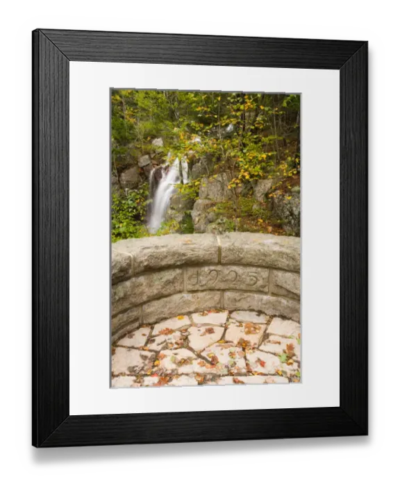 Framed Print : A waterfall along Hadlock Brook as seen from Waterfall Bridge on the carriage roads Framed Print : A waterfall along Hadlock Brook as seen from Waterfall Bridge on the carriage roads