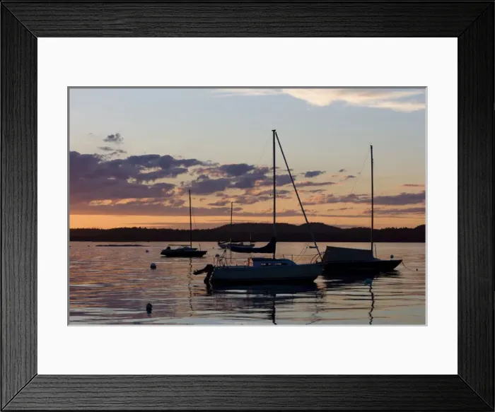 Framed Print : Sunset as seen from Little Deer Isle, Maine. Penobscot Bay