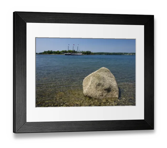Framed Print : A schooner in Penobscot Bay as seen from the Holbrook Island Sanctuary in Brooksville