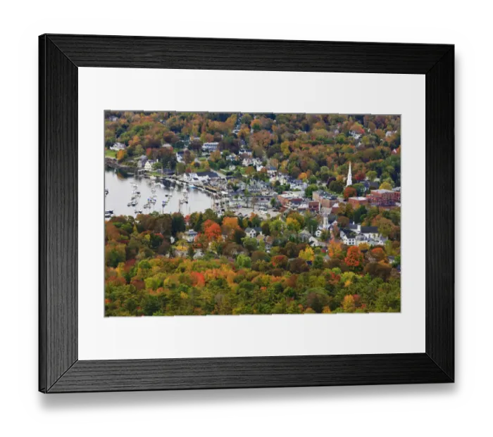 Framed Print : Camden, Maine as seen from Mount Battie in Camden Hills State Park. Fall Framed Print : Camden, Maine as seen from Mount Battie in Camden Hills State Park. Fall