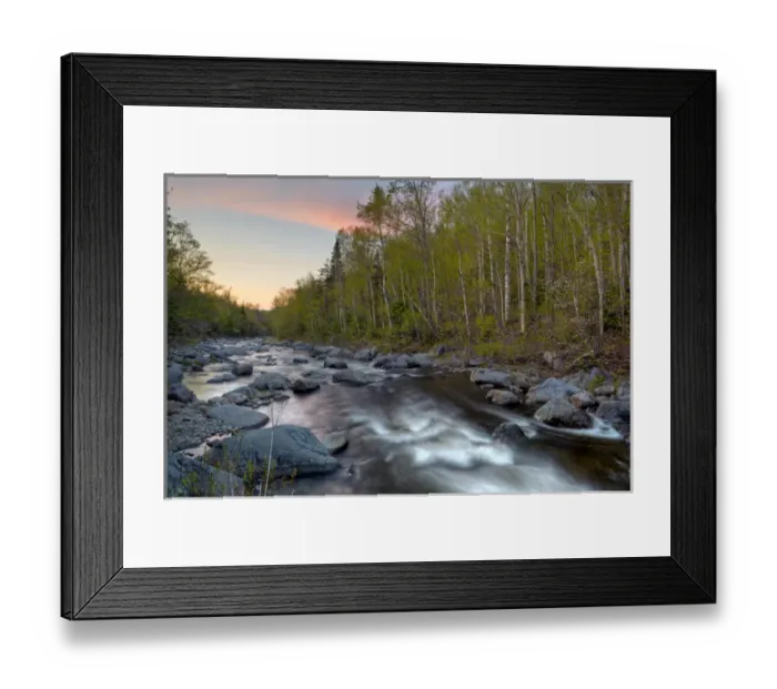 Framed Print : Dusk on the South Branch of the Carrabasset River in Stratton, Maine. Appalachian Trail