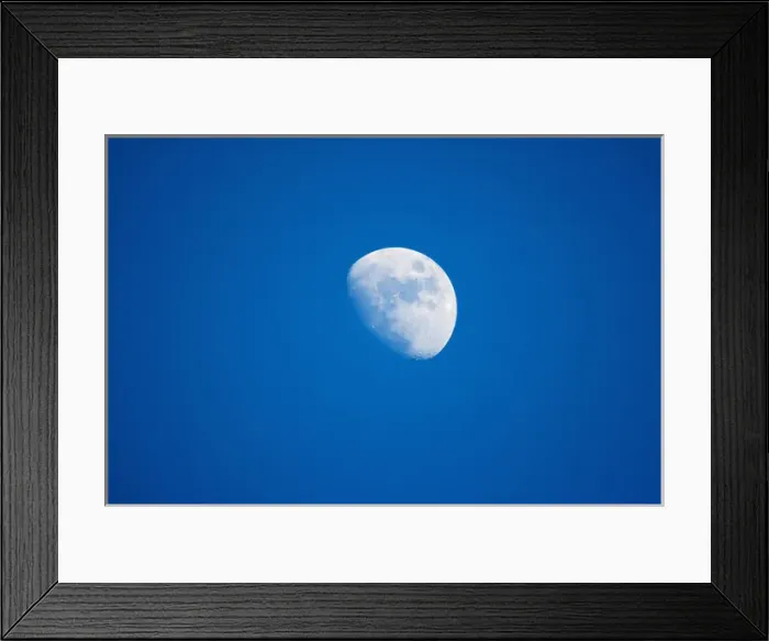Framed Print : USA, Maine, Acadia National Park, Gibbous moon at dusk in clear blue sky Framed Print : USA, Maine, Acadia National Park, Gibbous moon at dusk in clear blue sky