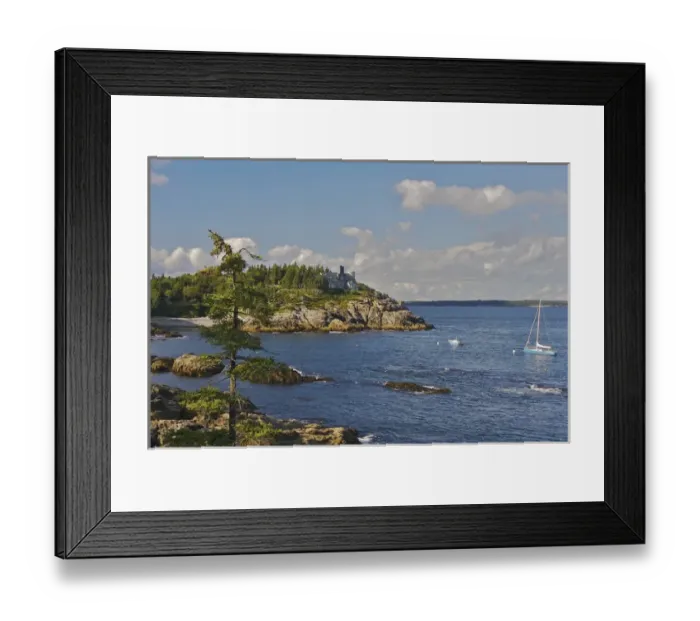 Framed Print : North America, USA, Maine, Acadia National Park. A view of a sailbot and a mansion Framed Print : North America, USA, Maine, Acadia National Park. A view of a sailbot and a mansion
