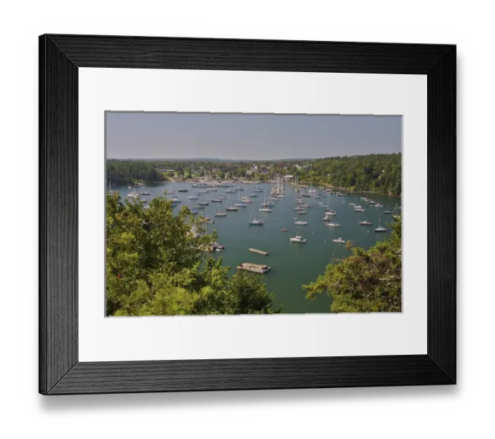 Framed Print : North America, USA, Maine, Mount Desert, Northeast Harbor. Looking down across the harbor