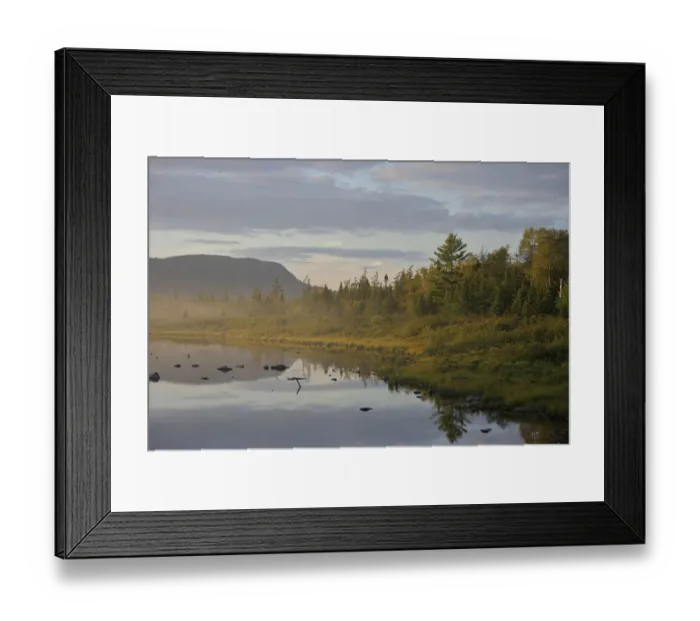 Framed Print : North America, United States, Maine, Kokadjo. A serene pond near Moosehead Lake