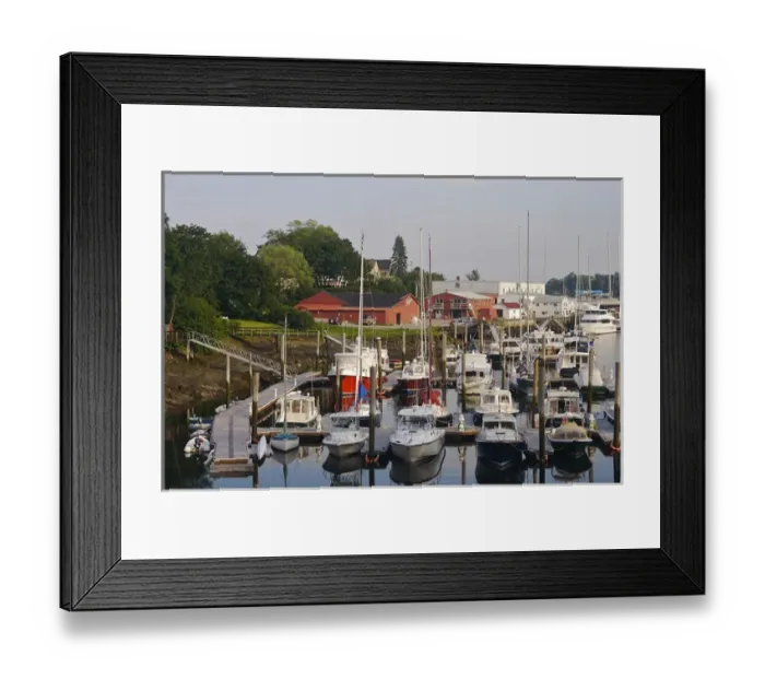 Framed Print : North America, United States, Maine, Camden. Boats lined up at docks in Camden s