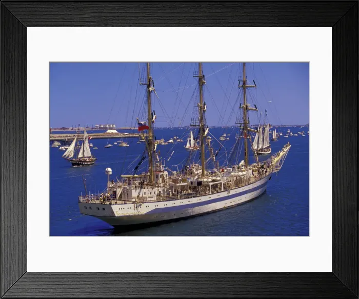 Framed Print : N. A. USA, Massachusettes, Boston Sail Boston 2000 Festival Tall ship: MIR- Russia
