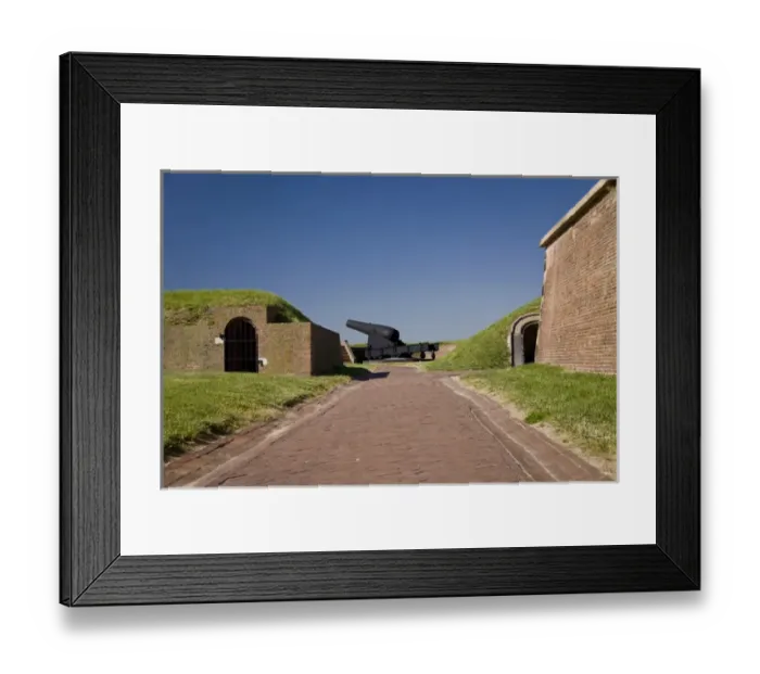 Framed Print : USA, MD, Baltimore. Large cannons aim out towards the harbor around Fort McHenry