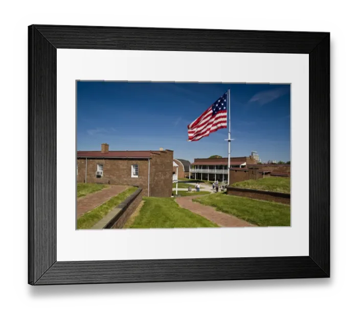 Framed Print : USA, MD, Baltimore. The large 15-star flag flies proudly over Fort McHenry