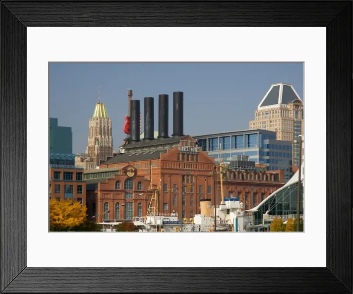 Framed Print : BALTIMORE, MARYLAND. USA. Renovated buildings, Baltimore Waterfront