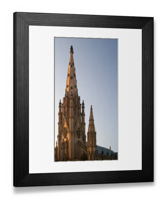 Framed Print : BALTIMORE, MARYLAND. USA. Spires of the First and Franklin Street Presbyterian Church at sunset