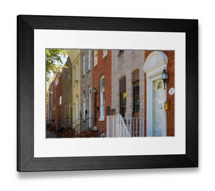 Framed Print : BALTIMORE, MARYLAND. USA. Row houses. Fells Point neighborhood Framed Print : BALTIMORE, MARYLAND. USA. Row houses. Fells Point neighborhood
