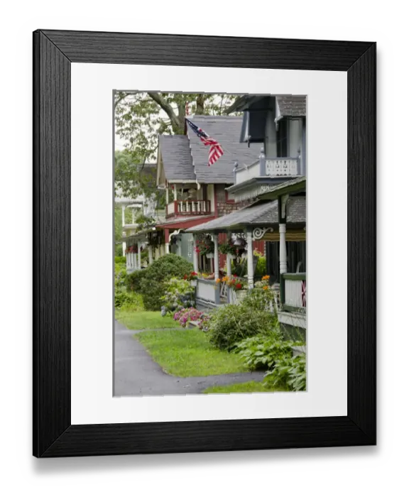 Framed Print : Massachusetts, Marthas Vineyard, Oak Bluffs. 19th century traditional Camp Meeting Cottage