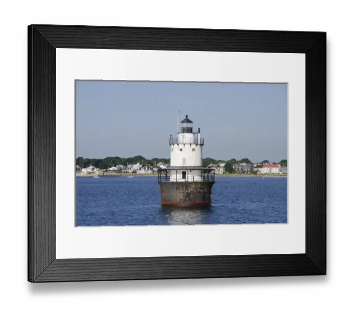 Framed Print : Massachusetts, New Bedford. Butler Flats Light, typical spark plug style Framed Print : Massachusetts, New Bedford. Butler Flats Light, typical spark plug style