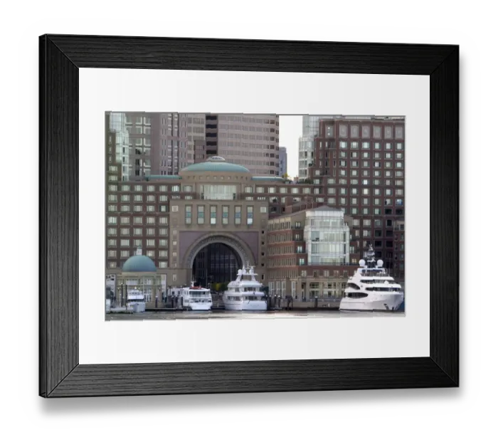 Framed Print : Boston Harbor waterfront condominiums, Boston, Massachusetts, USA