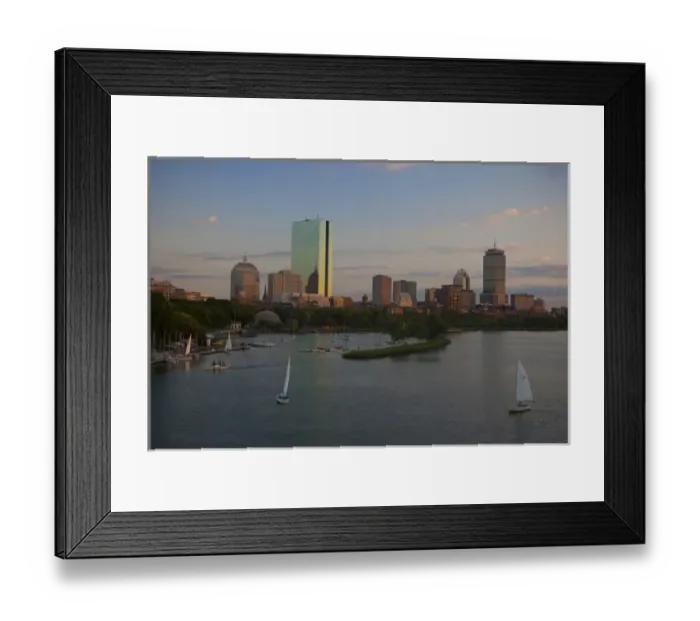 Framed Print : Sailing on the Charles River, Back Bay, Boston, Massachusetts