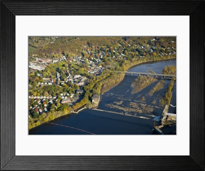 Framed Print : The Connecticut River as it flows through South Hadley, Massachusetts. Holyoke Dam