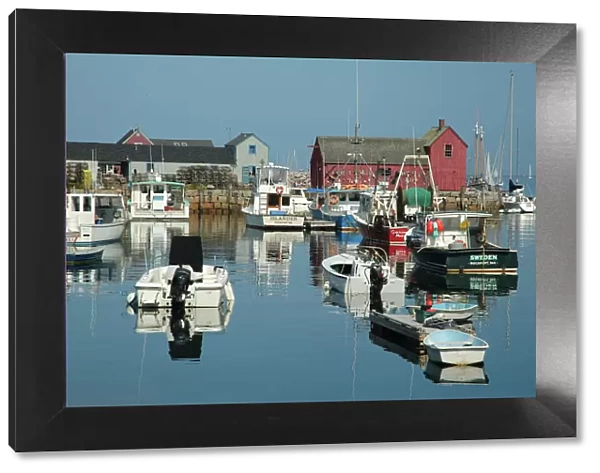 Rockport, Massachusetts, USA, boats moored by Motif No. 1