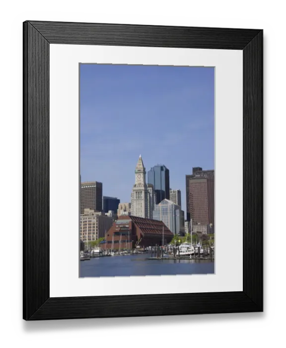 Framed Print : United States, New England, Massachusetts, Boston, Long Wharf, Boston Harbor, waterfront