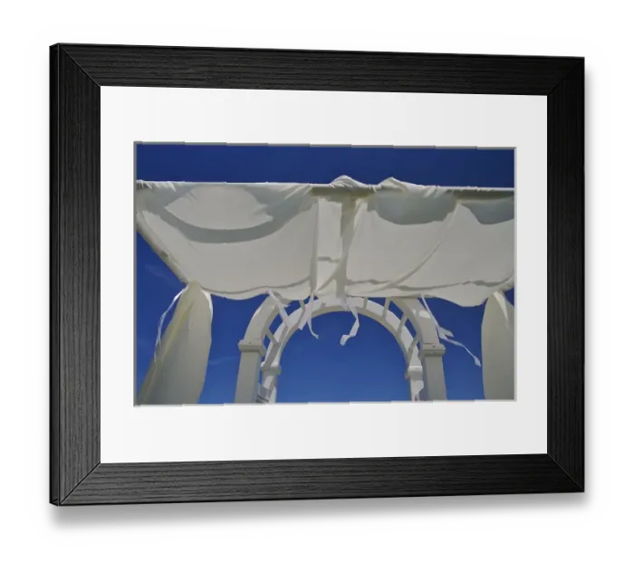 Framed Print : North America, USA, Massachusetts, Chatham. A trellis decorated with white fabric Framed Print : North America, USA, Massachusetts, Chatham. A trellis decorated with white fabric