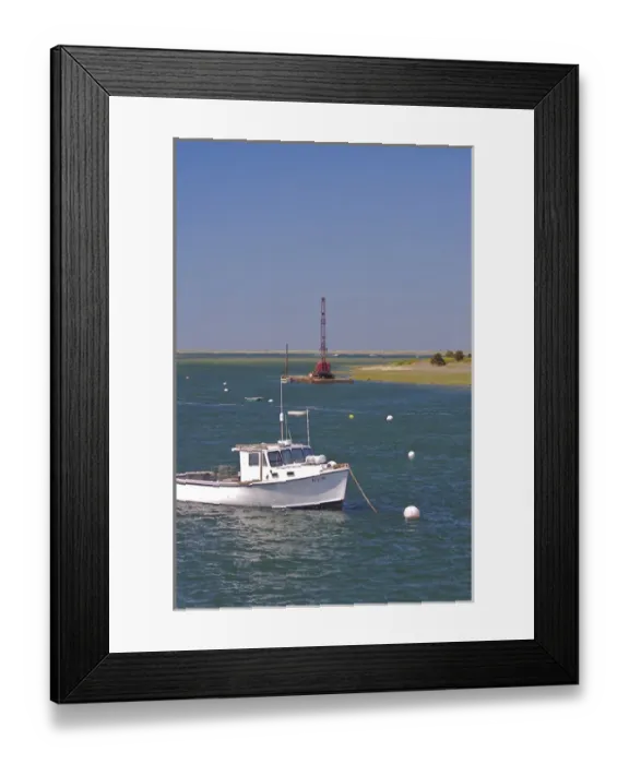 Framed Print : North America, USA, Massachusetts, Chatham. A fishing boat tied up near the Chatham Fish Pier