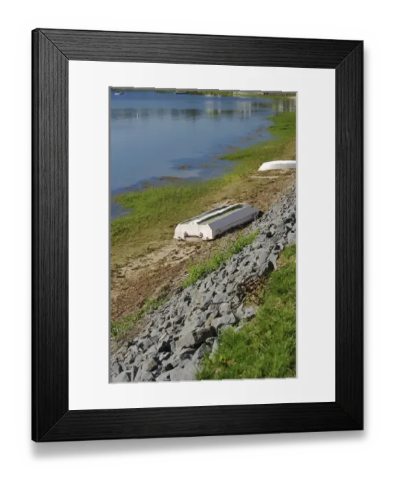 Framed Print : North America, USA, Massachusetts, Chatham. Small boats near the water on a narrow