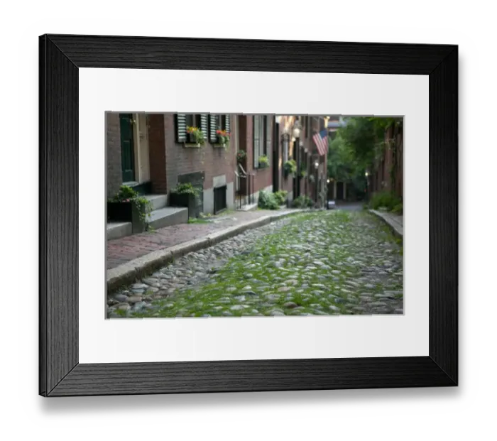 Framed Print : USA-Massachusettes-Boston: Acorn Street / Beacon Hill / Summer Framed Print : USA-Massachusettes-Boston: Acorn Street / Beacon Hill / Summer