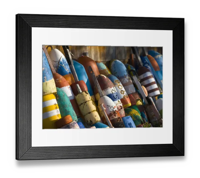 Framed Print : USA, Massachusetts, Cape Ann, Rockport. Lobster buoys