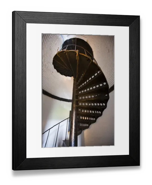 Framed Print : USA, Massachusetts, Cape Ann, Rockport. Thatcher Island, North Lighthouse Tower staircase