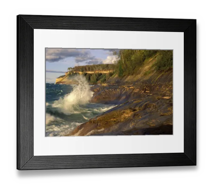 Framed Print : Crashing Wave at Gerlachs Point; Pictured Rocks National Lakeshore; Munising Framed Print : Crashing Wave at Gerlachs Point; Pictured Rocks National Lakeshore; Munising