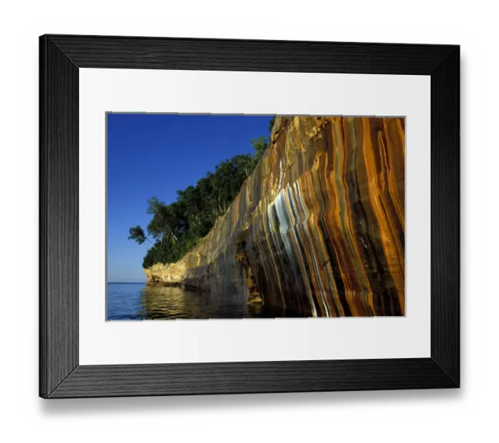 Framed Print : Stained Rocks & Tree;Pictured Rocks National Lakeshore;Munising, MICHIGAN Framed Print : Stained Rocks & Tree;Pictured Rocks National Lakeshore;Munising, MICHIGAN