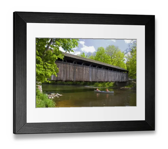 Framed Print : Canoe passing under the Whites Bridge on the Flat River in Keene Township, Michigan Framed Print : Canoe passing under the Whites Bridge on the Flat River in Keene Township, Michigan