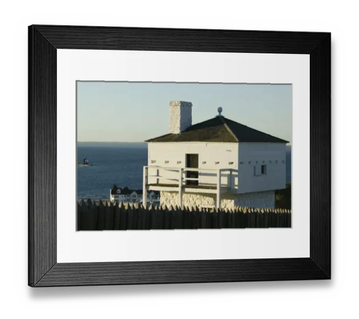 Framed Print : USA-Michigan-Straits of Mackinac: Mackinac Island- Fort Mackinac Blockhouse