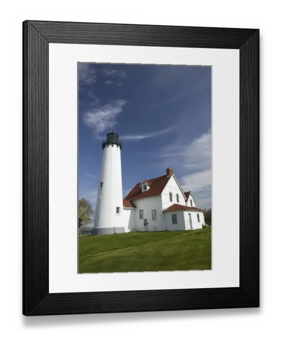 Framed Print : USA-Michigan-Upper Peninsula-Sault Saint Marie: Point Iroquois Lighthouse  /  Whitefish