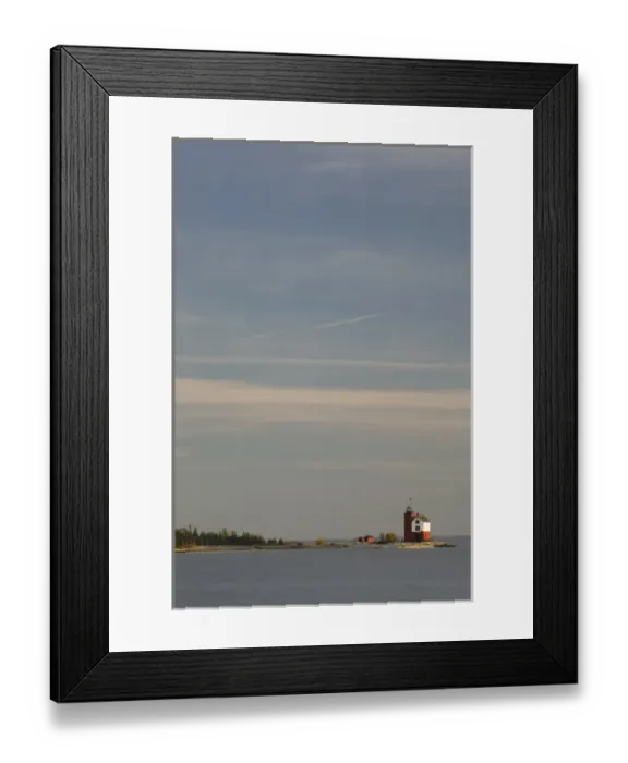 Framed Print : USA-Michigan-Straits of Mackinac: Mackinac Island- Round Island Lighthouse