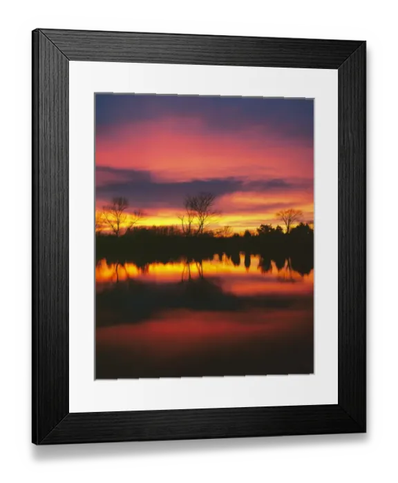 Framed Print : USA, Missouri, Jefferson County, Sunset on pond