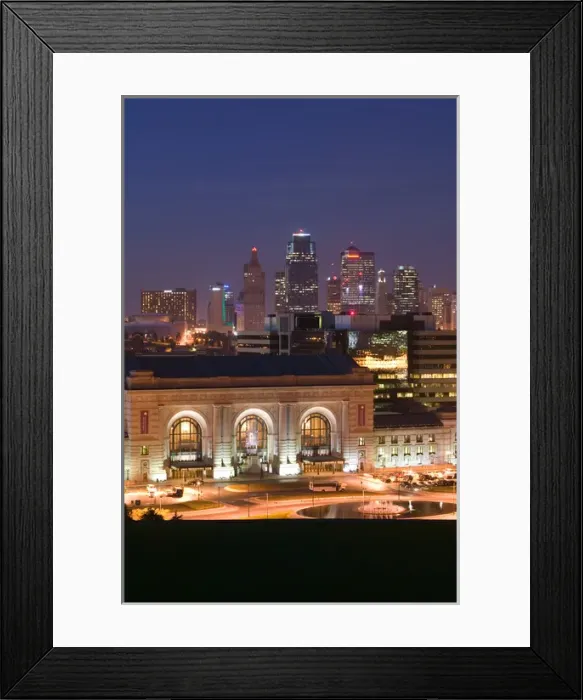 Framed Print : USA, Missouri, Kansas City, Union Station (b. 1914) and Kansas City Skyline / Evening Framed Print : USA, Missouri, Kansas City, Union Station (b. 1914) and Kansas City Skyline / Evening