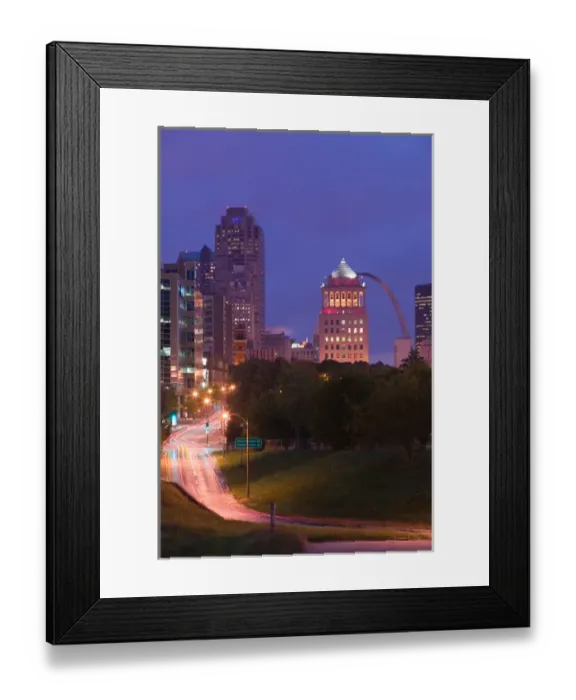 Framed Print : USA, Missouri, St. Louis: City View before Dawn Framed Print : USA, Missouri, St. Louis: City View before Dawn