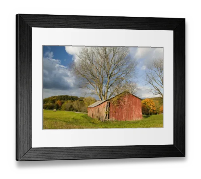 Framed Print : USA, Missouri, Matson: Missouri River Valley, farm and barn Framed Print : USA, Missouri, Matson: Missouri River Valley, farm and barn