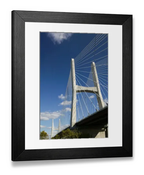 Framed Print : USA, Missouri, Cape Girardeau: The Bill Emerson Memorial Bridge across the Mississippi
