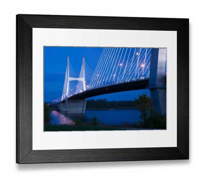 Framed Print : USA, Missouri, Cape Girardeau: The Bill Emerson Memorial Bridge across the Mississippi